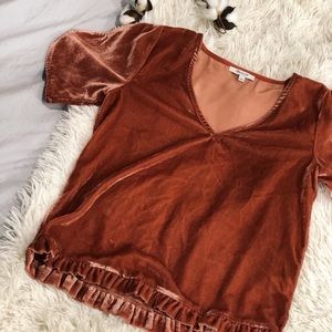 Madewell pink velvet top